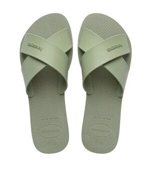 Havaianas Women’s Mint Green Crossover Slide Sandals